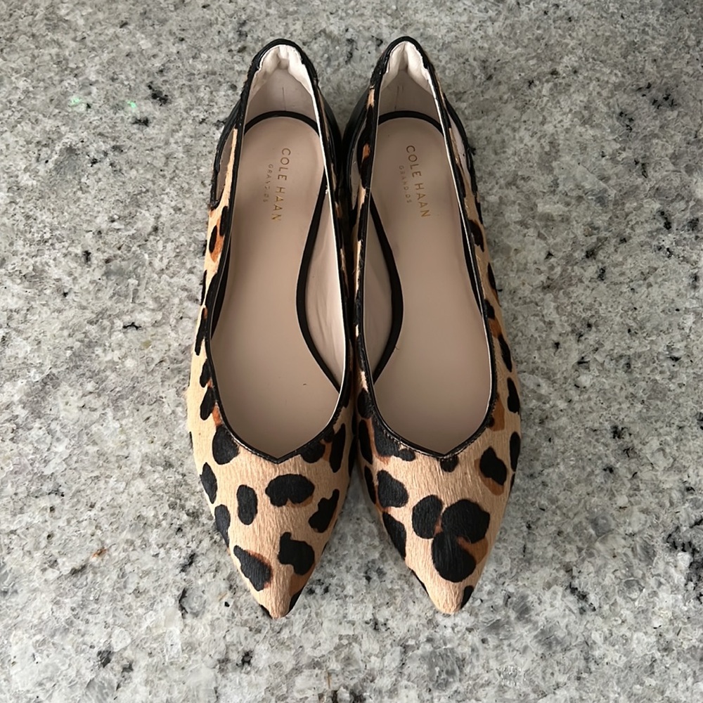 Cole Haan Real fur Gran 0s flat loafers leopard